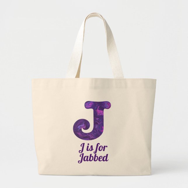 Bolsa Tote Grande Purple - Letra J é para Jabbed Monograma (Frente)