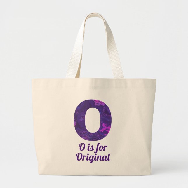 Bolsa Tote Grande Purple Letter O é para Original (Frente)