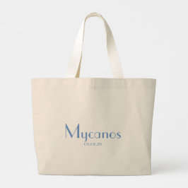 Bolsa Tote Grande Quadrado Azul Nome Personalizado E Destino Elegant