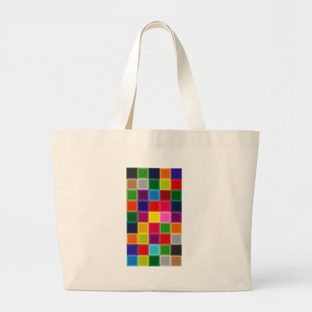 Bolsa Tote Grande Quadrados e Stripes Multicoloridos Girly (Frente)