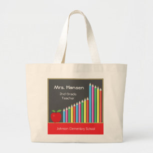 Bolsa Tote Grande Quadro & professor colorido dos lápis