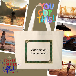 Bolsa Tote Grande Quadro Verde Antiquado Adicionar Sua Cotação Fotog