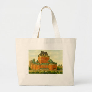 Bolsa Tote Grande Quebec Canadá Aquarela de Viagem Antiga
