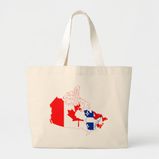 Bolsa Tote Grande Quebeque na bandeira de Canadá, mapa