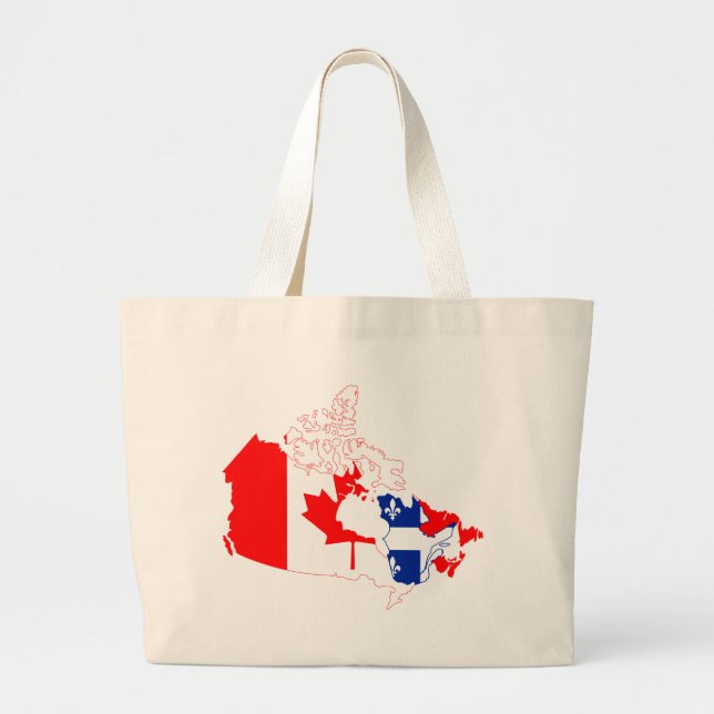 Bolsa Tote Grande Quebeque na bandeira de Canadá, mapa (Frente)