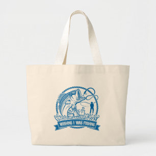 Bolsa Tote Grande Queria Que Eu Estivesse Pescando