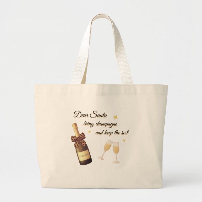 Bolsa Tote Grande Querido Santa Champanhe Design (Frente)
