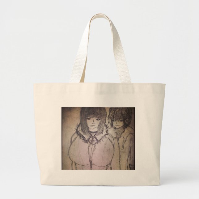Bolsa Tote Grande racheal e sua amiga em sua imaginação (Frente)