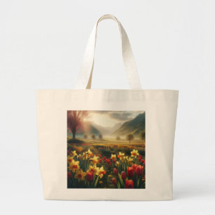 Bolsa Tote Grande Radiação de primavera Bloom