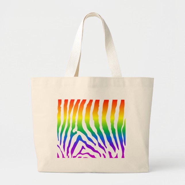 Bolsa Tote Grande Rainbow Zebra Pattern (Frente)