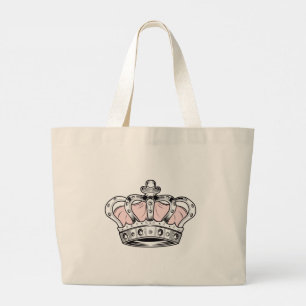 Bolsa Tote Grande Rainha Coroa Rosa Estética Glam Feminina