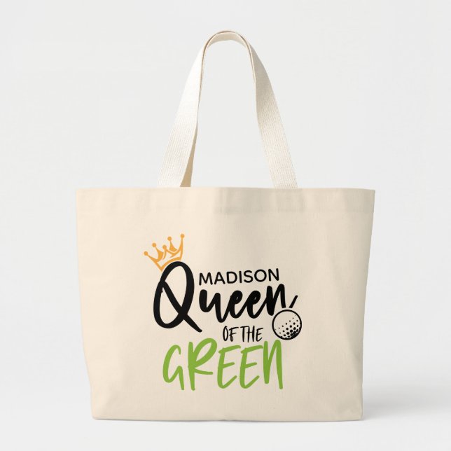 Bolsa Tote Grande Rainha De Golfe Do Moderno Engraçado Verde Persona (Frente)
