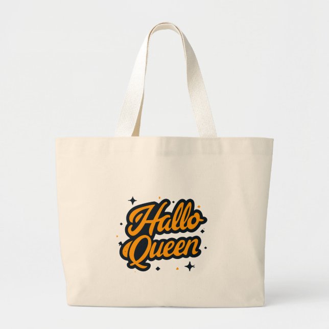 Bolsa Tote Grande Rainha do Halloween, Halloqueen, Arte do Halloween (Frente)