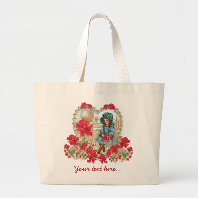 Bolsa Tote Grande Rapariga com papagaios (Frente)