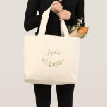 Bolsa Tote Grande Rapariga de Bho Wildflower Elegante<br><div class="desc">Design de flor selvagem de cor aquosa delicada elegante, paletas pastéis de amarelo macio, esbranquiçado, verde-sábio, rosa pinto-penteado, burgundy e verde botânico, com nome de Script personalizado, simples e romântico. Dons personalizados da dama de dama de excelente na festa rustica moderna, festa de casamento do boho country na primavera e...</div>