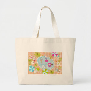 Bolsa Tote Grande Raparigas Bikini e caras jogando piscina de nataçã