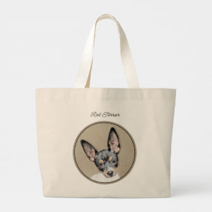 Bolsa Tote Grande Rat Terrier Pintando Três Cores Original