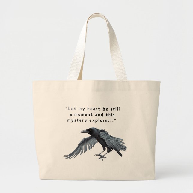 Bolsa Tote Grande Raven com a citação Poe Tote Bag (Frente)