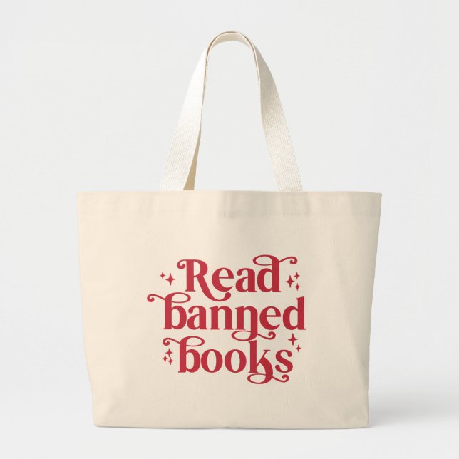Bolsa Tote Grande Read Banned Books Reading Lover's (Frente)