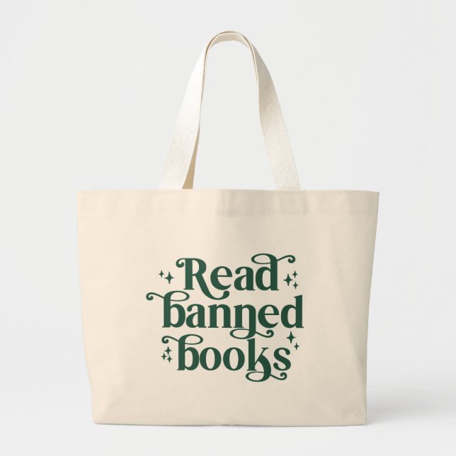 Bolsa Tote Grande Read Banned Books Reading Lover's (Frente)