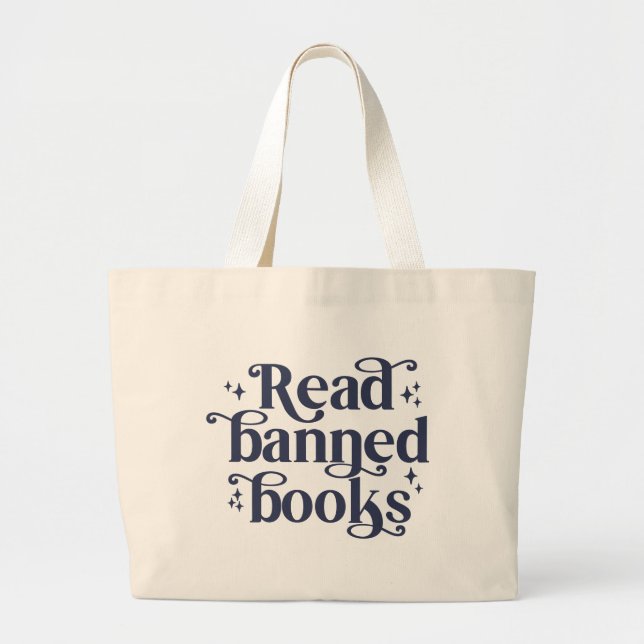 Bolsa Tote Grande Read Banned Books Reading Lover's (Frente)