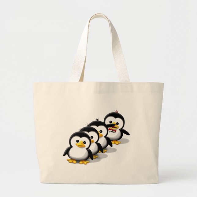 Bolsa Tote Grande Rebanho dos pinguins (Frente)