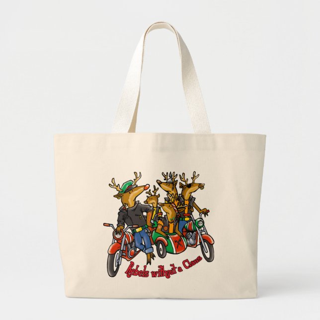Bolsa Tote Grande Rebeldes sem uns desenhos animados do feriado da (Frente)