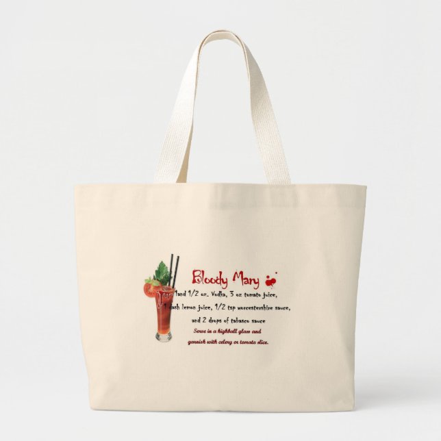 Bolsa Tote Grande Receita da bebida do Bloody Mary (Frente)