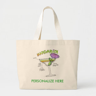 BOLSA TOTE GRANDE RECEITA DE MARGARITA COQUETEL ART