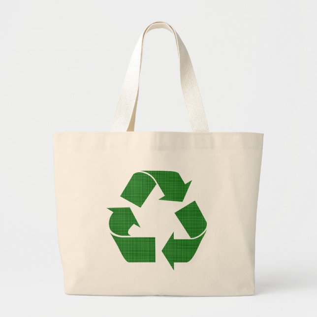 Bolsa Tote Grande reciclar xadrez (Frente)