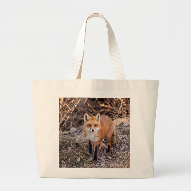 Bolsa Tote Grande Red Fox perto e pessoal (Frente)