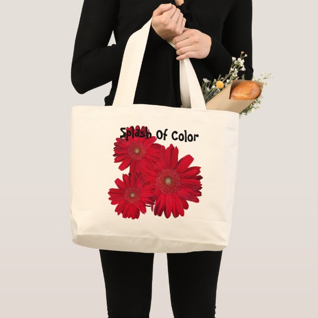 Bolsa Tote Grande Red Gerber Daisy Fechar Fotografia (Frente (produto))