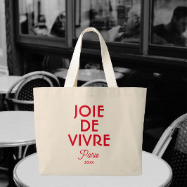 Bolsa Tote Grande Red Joie De Vivre Paris Personalizado Ano Francês