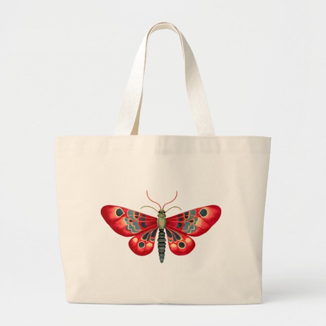 Bolsa Tote Grande Red Moth No Jardim Noturno (Frente)