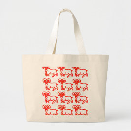 Bolsa Tote Grande Red Ram Pattern Tote Bag