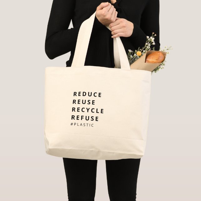 BOLSA TOTE GRANDE REDUZIR A REUTILIZAÇÃO DO RECICLAR RECUSAR O PLÁST (Frente (produto))
