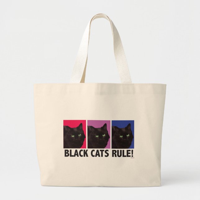 Bolsa Tote Grande REGRA dos gatos pretos! Sacola enorme (Frente)