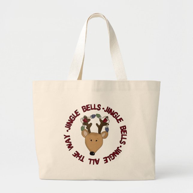 Bolsa Tote Grande Reindeer Jingle Bells Camisetas e presentes (Frente)