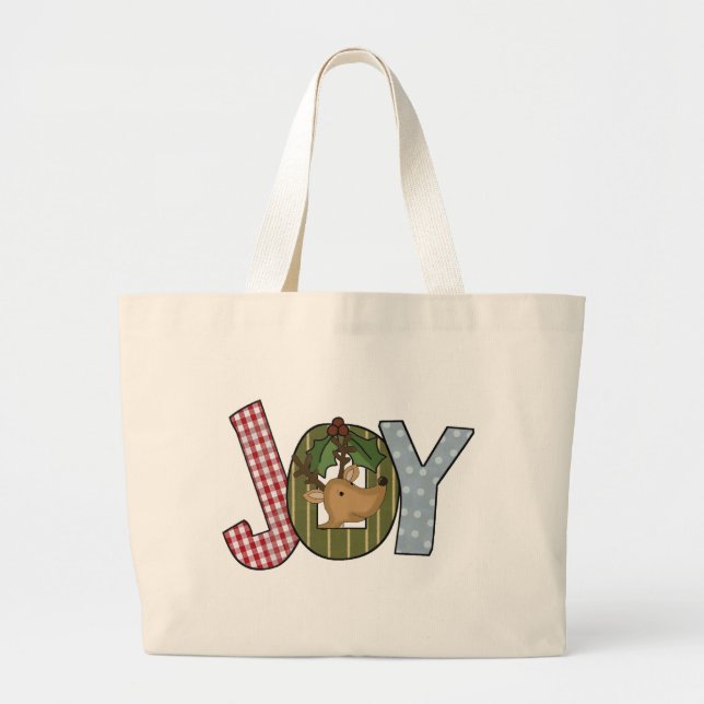 Bolsa Tote Grande Reindeer Joy Holiday Camisetas e presentes (Frente)