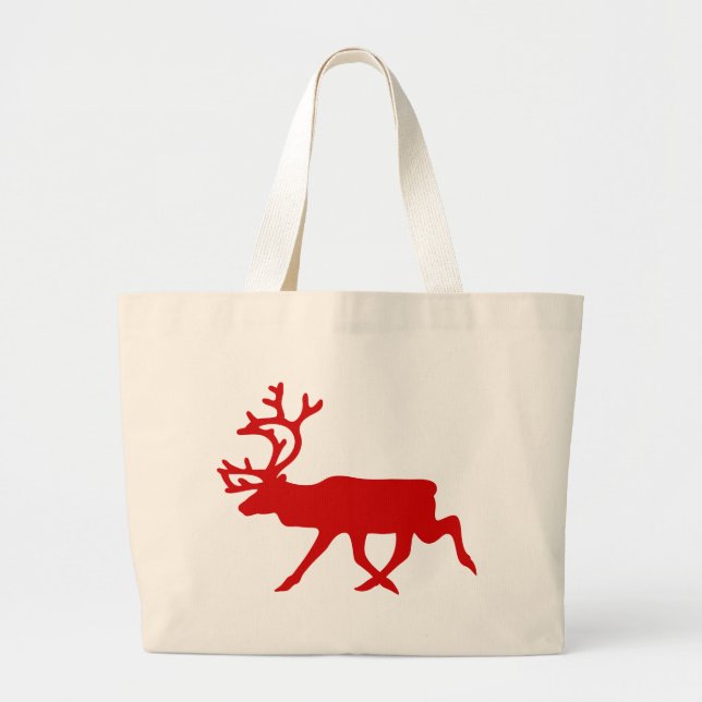 Bolsa Tote Grande Reindeer Vermelho/Silhueta das Caraíbas (Frente)