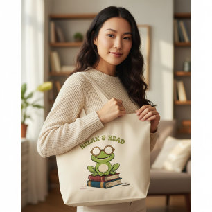 Bolsa Tote Grande Relaxe & Leia Sapo Fofo nos Livros Minhoca de Li