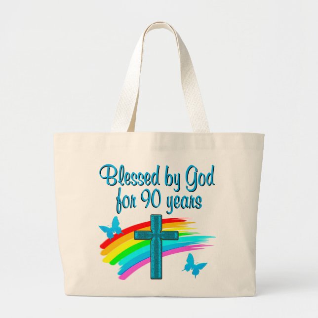 BOLSA TOTE GRANDE RELIGIOSO COM 90 ANOS (Frente)