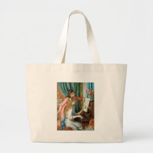 Bolsa Tote Grande Renoir Duas Meninas ao Piano Impressão Música Arte