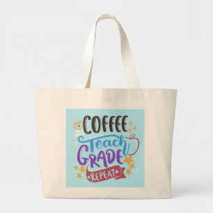 Bolsa Tote Grande Repetição de Nível de Ensino de Café