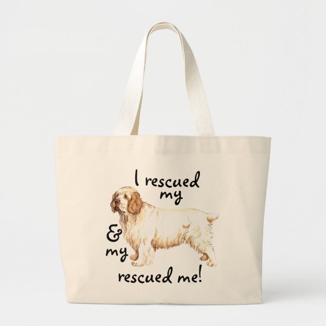 Bolsa Tote Grande Resgate Clumber Spaniel (Frente)