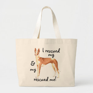 Bolsa Tote Grande Resgate do Ibizan Hound Large Tote Bag