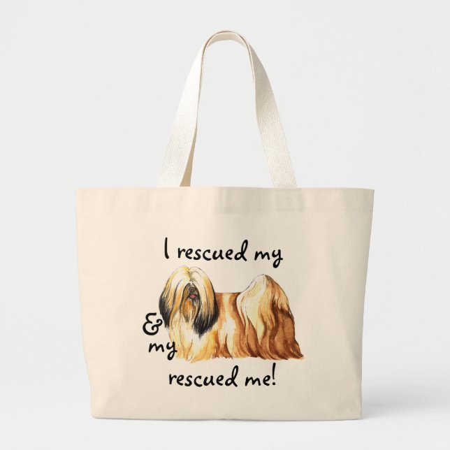 Bolsa Tote Grande Resgate Lhasa Apso (Frente)