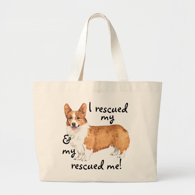 Bolsa Tote Grande Resgate Pembroke Welsh Corgi (Frente)