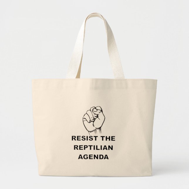 Bolsa Tote Grande Resistir À Agenda Reptiliana (Frente)