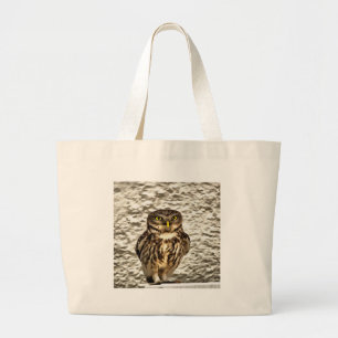 Bolsa Tote Grande Retrato Artístico Da Pequena Coruja Marrom